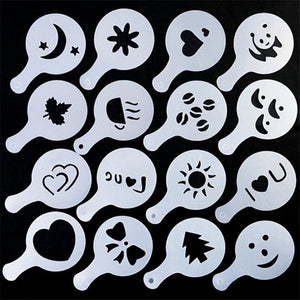 Fancy cappuccino coffee printing template- it comes 16 pcs designs