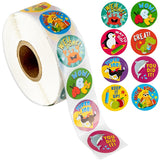 500 Pcs Reward Stickers Motivational Stickers Roll for Kids for School Reward Students Teachers Cute Animals Stickers Labels