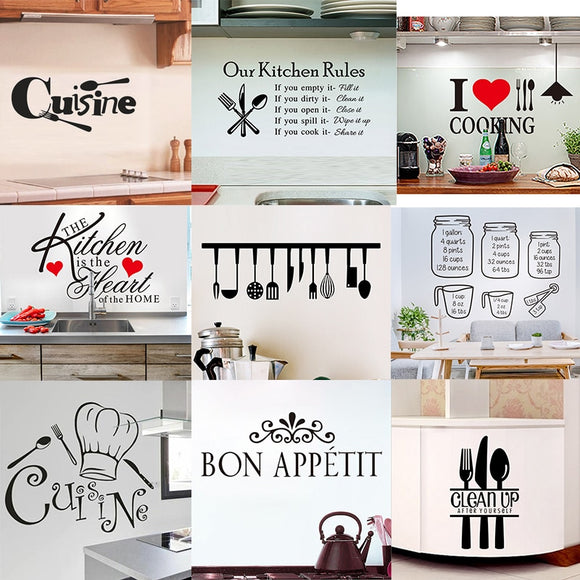 Stylist Kitchen Wall Stickers Vinyl Wall Decals for Kitchen English Quote Home Decor Art Decorative Stickers PVC Dining Room For Bar PVC
