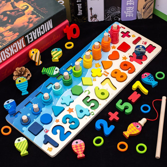 Wooden Educational toys for Preschool - Numbers, shapes and geometric figures.