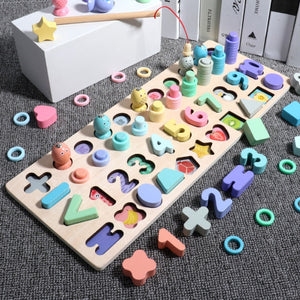 Wooden Educational toys for Preschool - Numbers, shapes and geometric figures.
