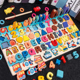 Wooden  Educational Toys For Children. shapes, alphabet, numbers with colour match board