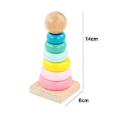 ASWJ Kids Montessori Wooden Toys Rainbow Block Kid Learning Toy Baby Music Rattles Graphic Colorful Wooden Block Educational Toy