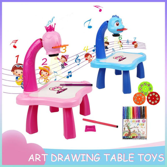 Children Learning Study Led Projector Art Drawing Table Toys Kids Painting Board Desk Arts And Crafts Projection Educational Toy