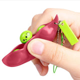 Fidget Toys- Push Squishy Squeeze Peas Beans Keychain. stress relief sensory toy