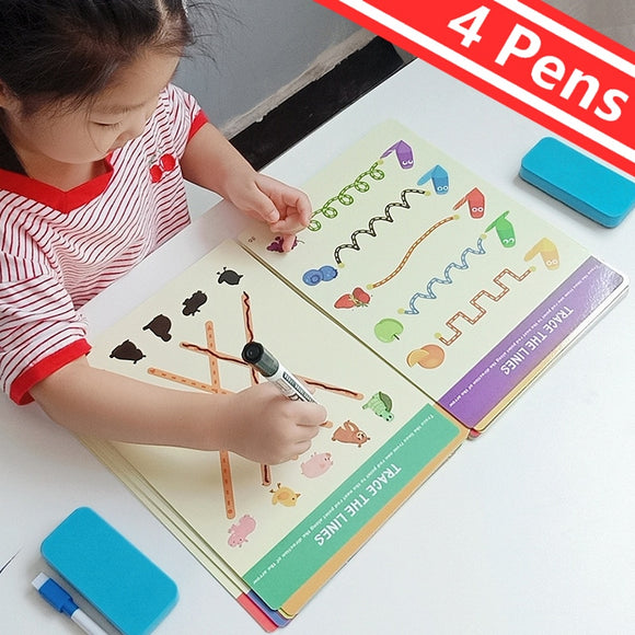 Childrens Drawing notebook -DIY Color Shape , Math Match Game Book ,Drawing Set  Learning Educational Toys For Children